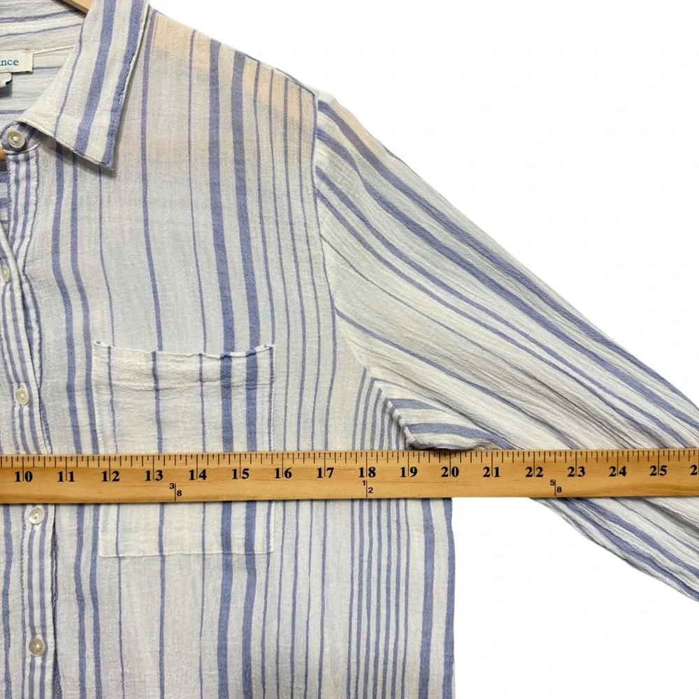 Sundance Striped Button Up Shirt Cotton‎ Blue White Women's Size Medium